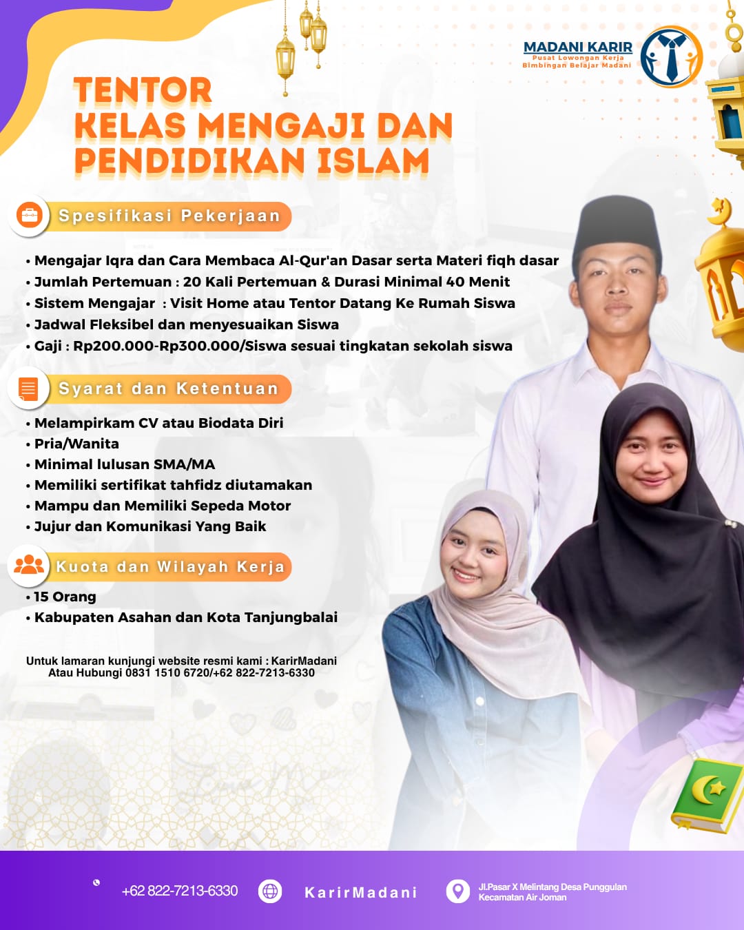 Info Lowongan Tentor Kelas Mengaji dan Pendidikan Islam